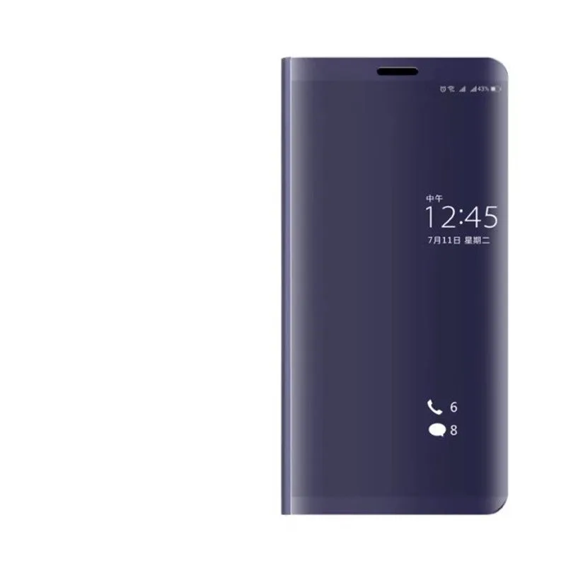 Чехол для Vivo Y81, умный зеркальный чехол, 6,22 дюймов, флип-стенд, кожаный чехол для телефона s, для Vivo Y81 Y 81, VivoY81, чехол, полная защита - Цвет: dark purple