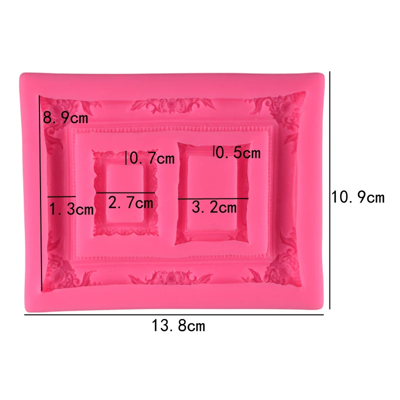 3 Even Big Retro Relief Mirror Frame Silicone Moulds 3D Chocolate Party Cake Decorating Tools DIY Baking Fondant Silicone Molds6