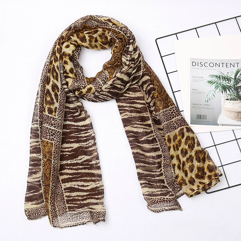 

Sexy Fashion Bali gauze cheetah checked scarf in Shawl Scarf Women Girls Stripe Printed Sunscreen Silk Scarf Muslim Headscarf