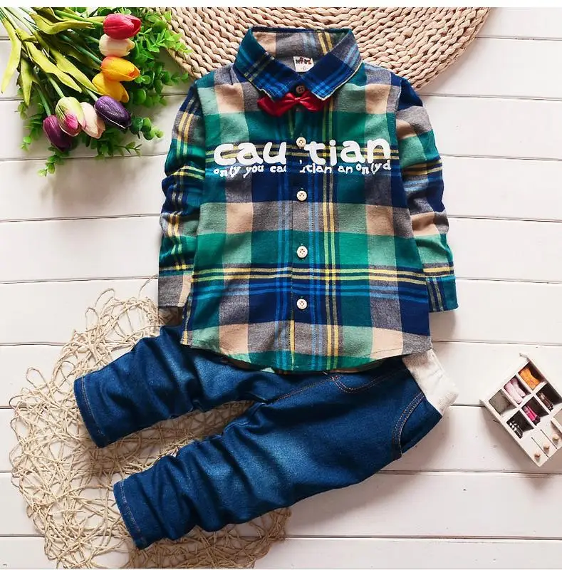 

2016 New Fashion Kids Clothes Spring Baby Boys Clothing Sets Shirt + Trousers Toddler Boys Clothing Baby Boy Clothes Brand F1114