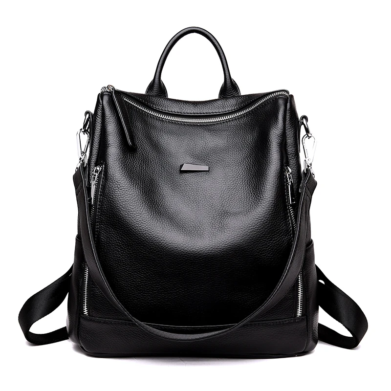 Women fashion backpack female genuine leather for school girls black travel backpacks bags for women 2018 mochila feminina Women fashion backpack female genuine leather for school girls black travel backpacks bags for women 2018 mochila feminina