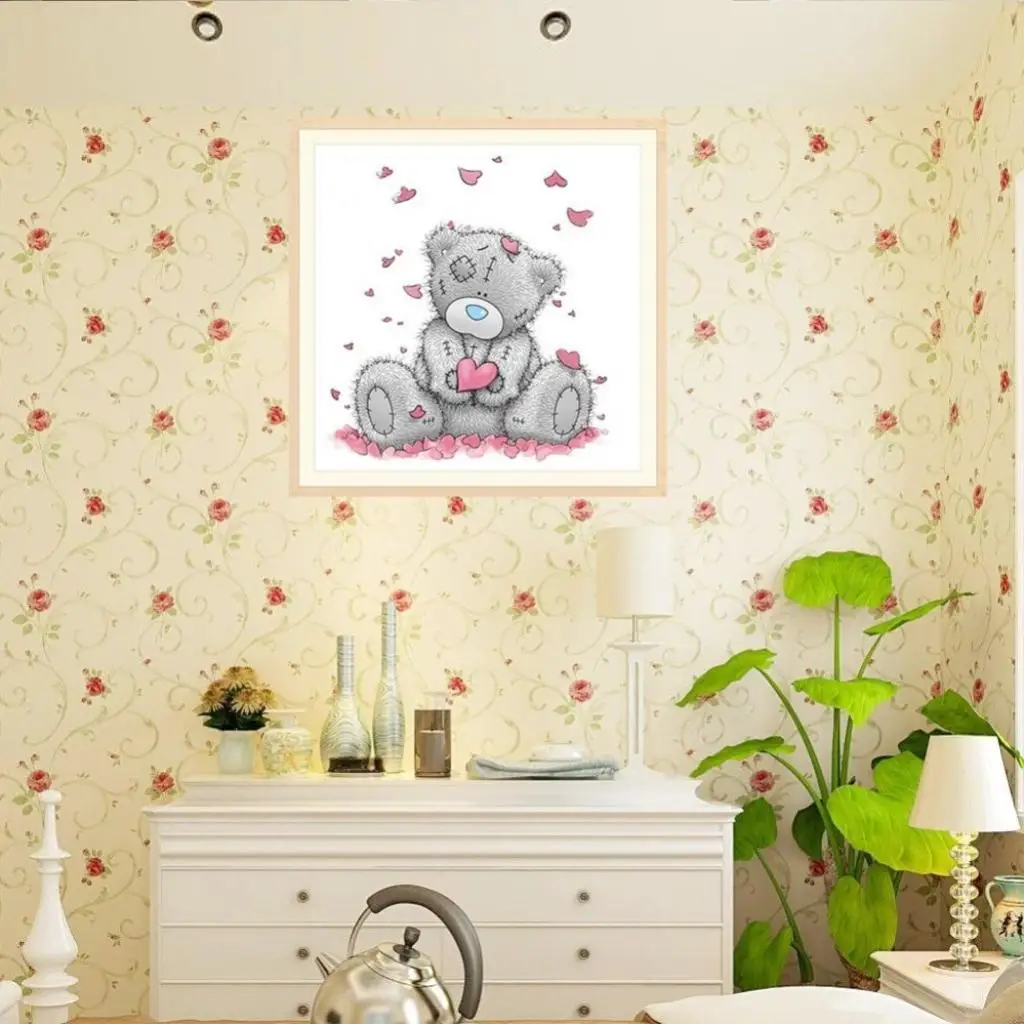 Cute Bear Diamond Painting Kit, 5D DIY Diamond Embroidery Rhinestone Cross Stitch Painting Home Decor for Adults Paint By Number