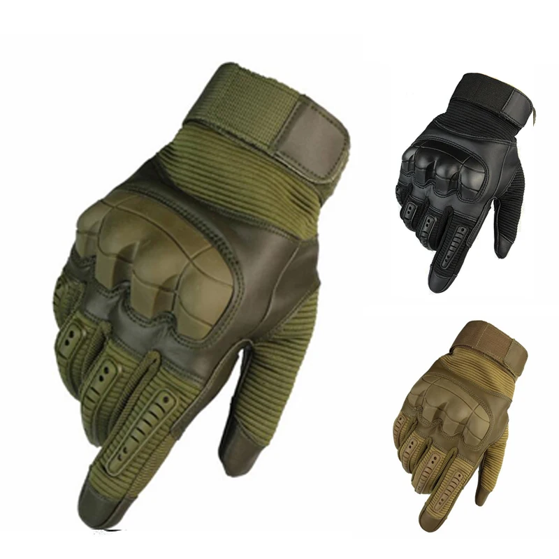 

Touch Screen Tactical Gloves Rubber Knuckle Full Finger Gloves Military Army Paintball Airsoft Combat PU Leather Tactical Glove