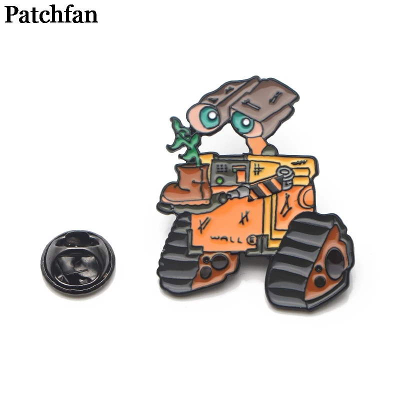 Patchfan WALL E Robots металлический Узелок цинка Значки для рубашки сумка для одежды рюкзак броши для обуви значки медали украшения A1949
