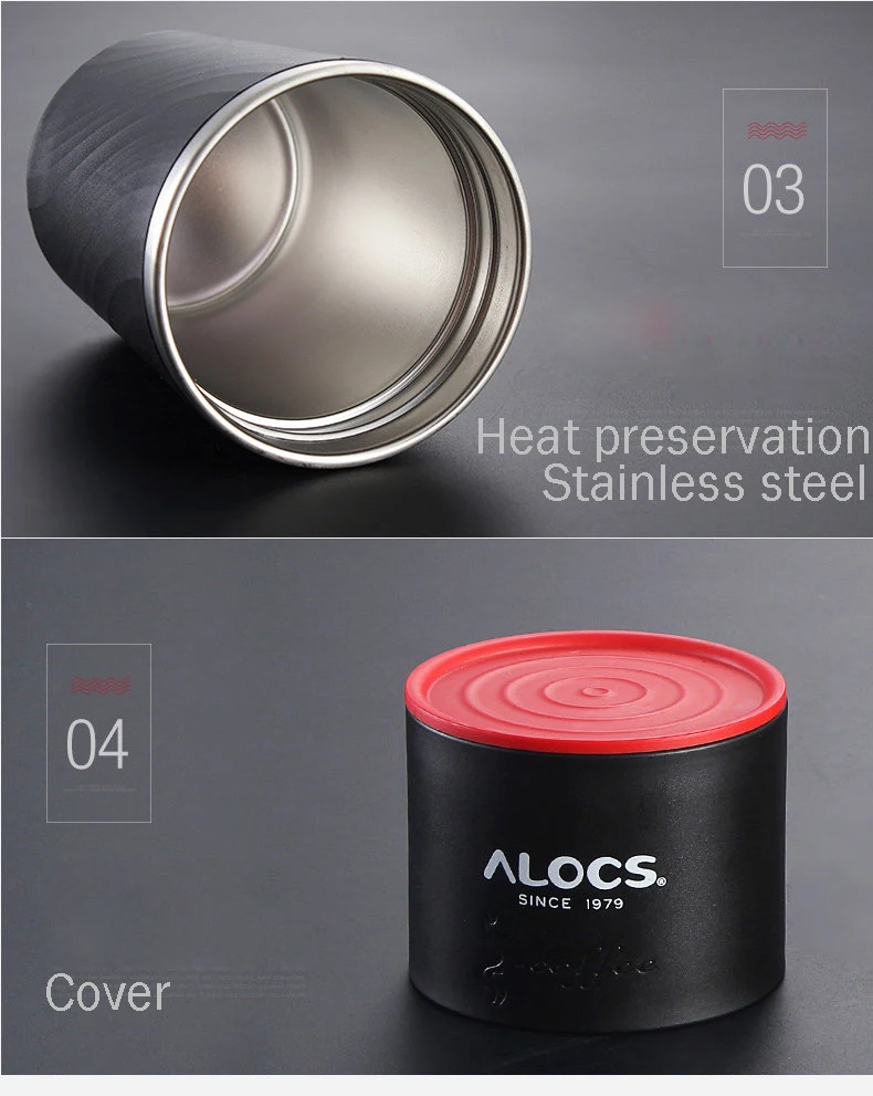 Alocs Vajilla cafetera portátil 4 en 1 Acero inoxidable camping manual café fácil Picadoras senderismo hervidor cw-k16