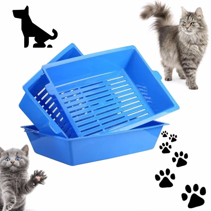 3Pcs Cat Potty Semi-Closed Splash Cat Toilet Litter Box Plastic Potty Set Pet Supplies 3 Interlocking Tray Easy To Use