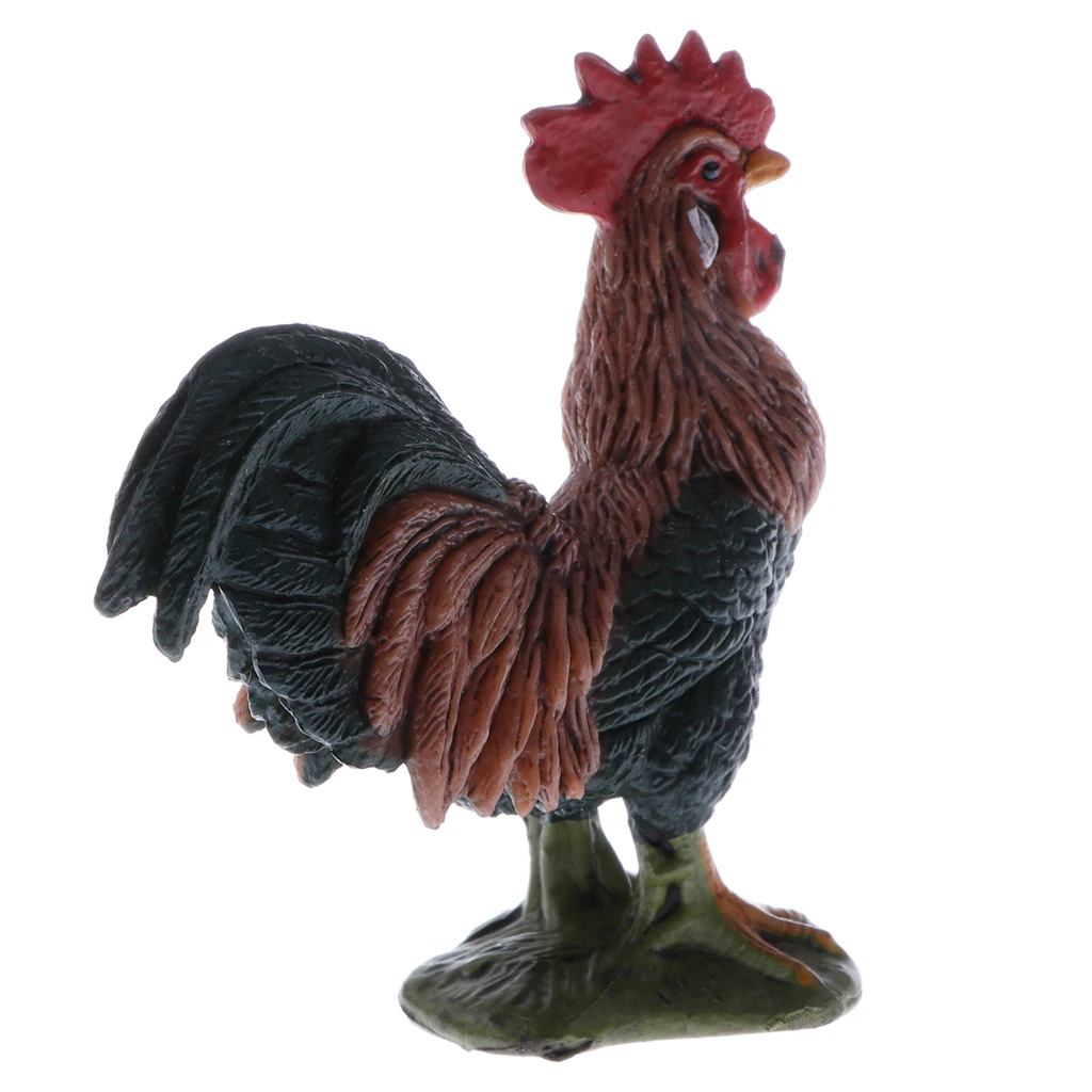 Plastic Realistic Wildlife Jungle Forest Farm Animals Cock Action Figure Toys Playset, Kids Nature Toys Home Decor Collectibles
