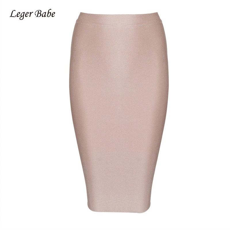 Leger Babe 2019 Летняя женская облегающая юбка-карандаш бежевые черные сексуальные