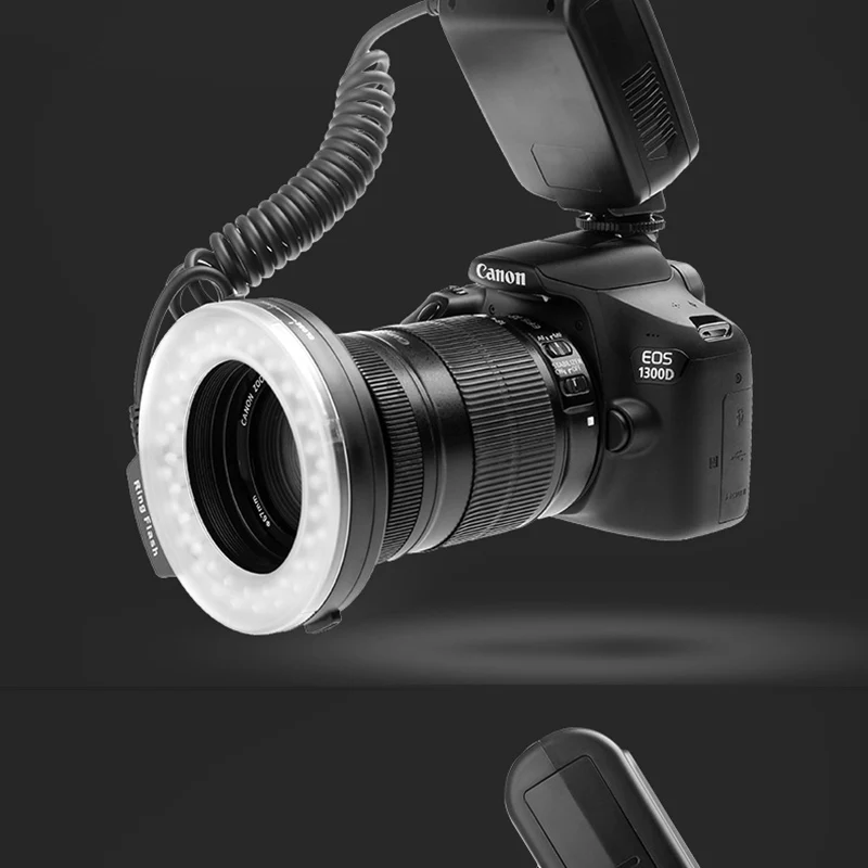 RF-550D 48 шт светодиодный Macro Ring Flash Light Внешняя вспышка для Canon Nikon Olympus Fujifilm Sony цифровых зеркальных камер FC100