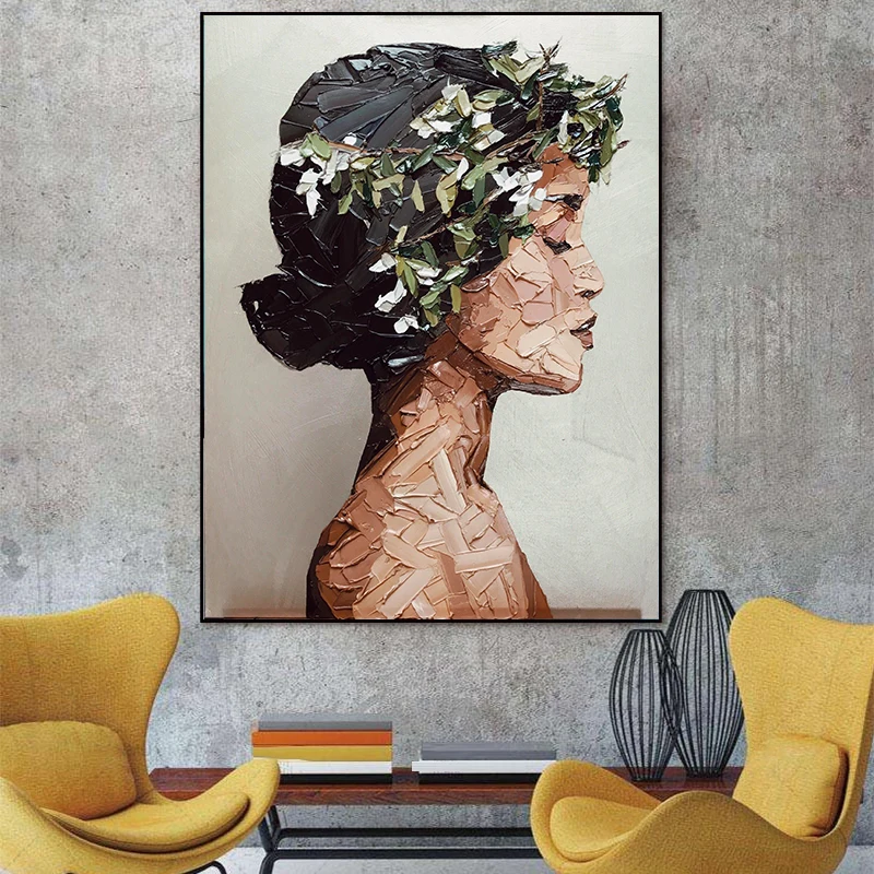 Картина на стене портрет женщина картина маслом искусство холст живопись плакаты и принты настенные картины для гостиной