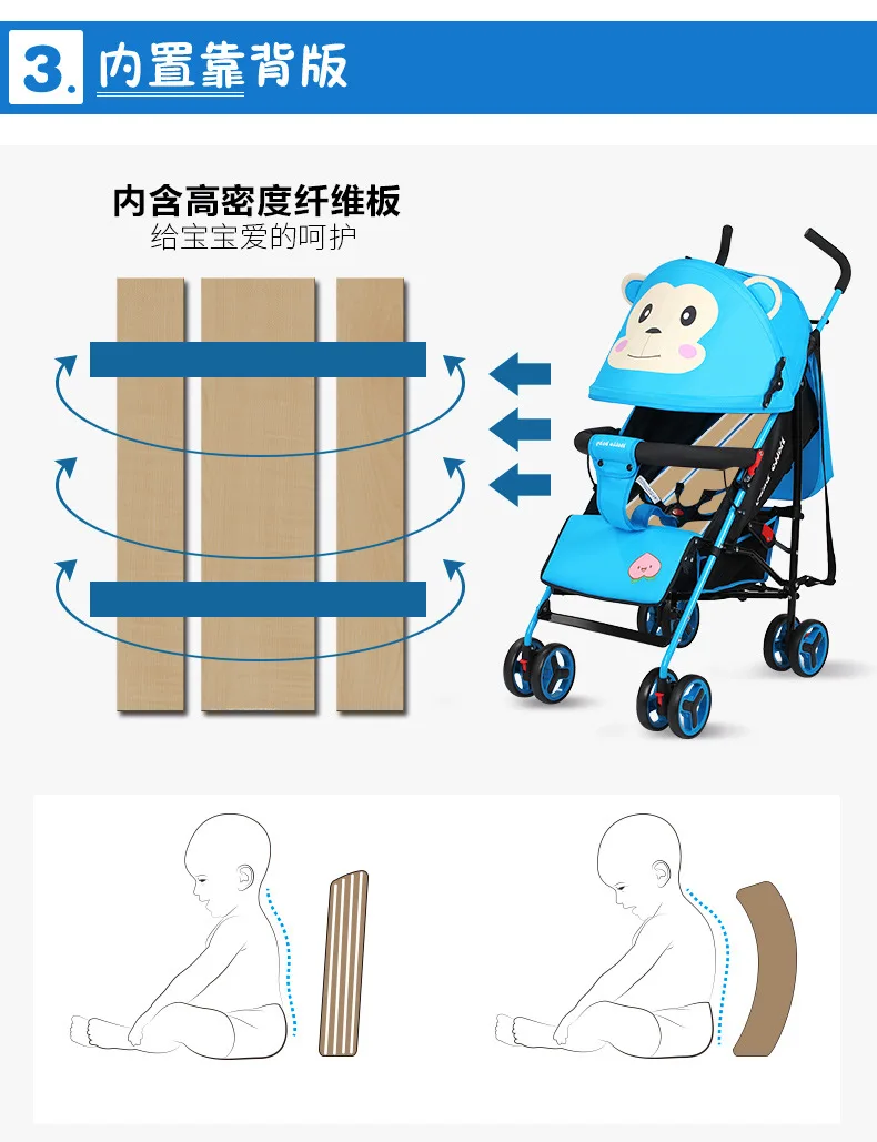 Надеюсь мультфильм путешествия детские коляски легкий складной зонт Детские коляски может лежать противоударный ребенок четыре колеса