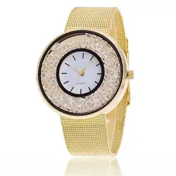 Женские дизайнерские часы роскошные часы женские 2017 Золото сетка пояс нержавеющей стали леди платье наручные часы на спортивные часы