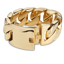 Gnayy золотые украшения Нержавеющая сталь большой 26 мм/32 мм огромный тяжелый Майами кубинский браслет-цепочка Мужская Байкер браслет 8.66''