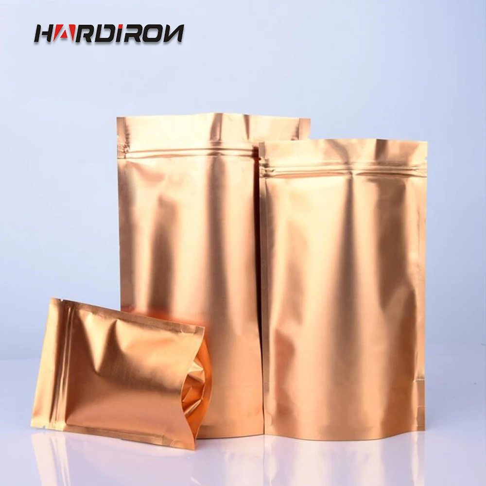 Золотой цвет стоит вверх алюминиевой фольги мешок молнии замок мешок еда чай кофе упаковочные мешочки сумочки
