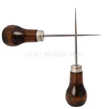 

Awl Pricker Hole Maker Tool Punch Sewing Stitching Leather Craft Wooden Handle Drop Shipping