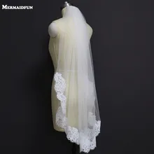 Реальные фотографии элегантный частичное кружева края короткая фата один Слои белая слоновая кость для новобрачных Фата с расческой вэу-де-noiva