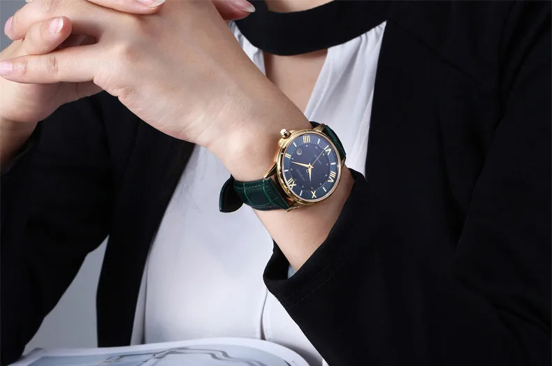 OCHSTIN новые модные женские часы Роскошные бриллиантовые часы с кожаным календарем водонепроницаемые кварцевые часы Relojes Mujer Marca De Lujo часы