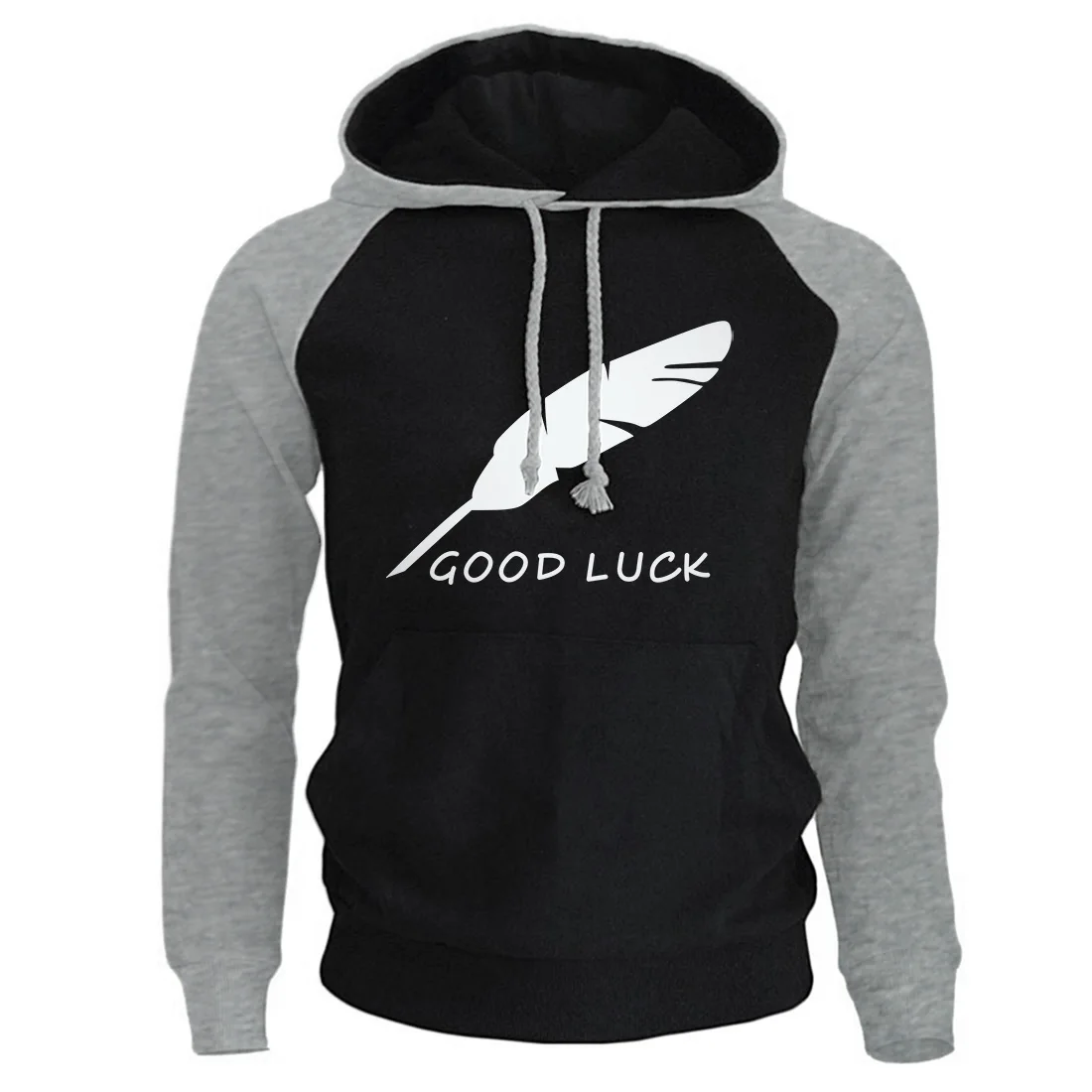 

2019 Casual Fashion Homme Hooded Sweatshirts DOOD LUCK Letter Printed Mens Hoodies Autumn Winter Fleece Streetwear Male Hoeedies