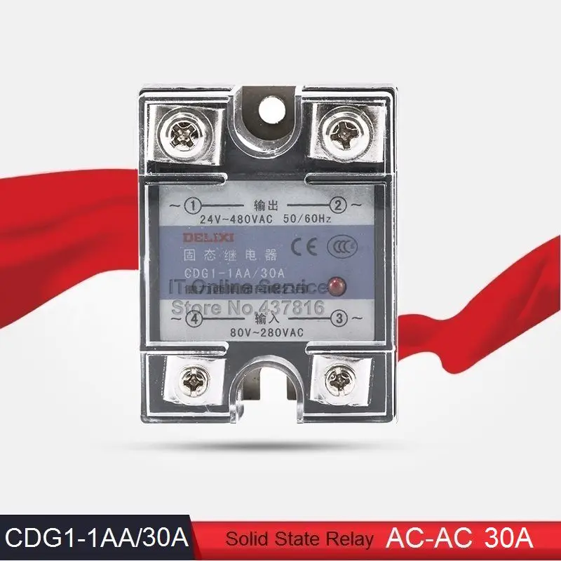 High Quality AC AC 30A Solid State Relay 30A Single Phase SSR Input 80