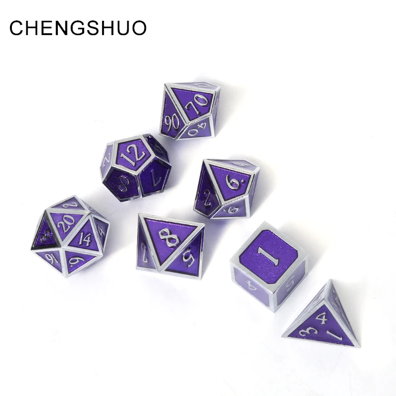 

Chengshuo dnd dice metal rpg set polyhedral dungeons and dragons d20 10 6 12 table games Zinc alloy purple dices digital pattern