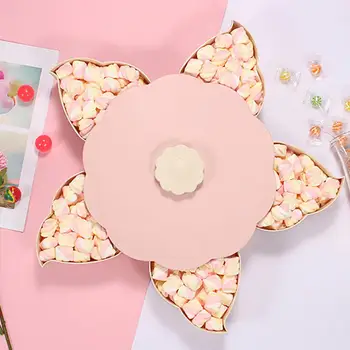

Candies Dried Fruit Plastic Storage Box Flower Shape Rotating Snacks Tray Holder Fashion