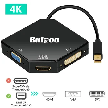 

Mini DisplayPort Thunderbolt to HDMI DVI VGA Converter Mini DP to HDMI 4K Adapter for Macbook Air Pro Multifunctional Cable