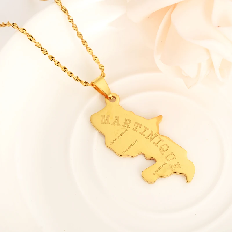 

Martinique LA REUNI map Charm gold necklace Pendant Statement Necklace Christmas Pendant Jewelry women girls DIY charms gifts