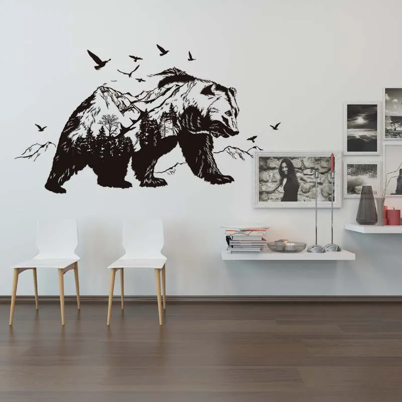 Прекрасный горный черный медведь, животное, наклейка для гостиной, спальни, украшение, фрески, ПВХ, наклейка на стену s Hogard DC29