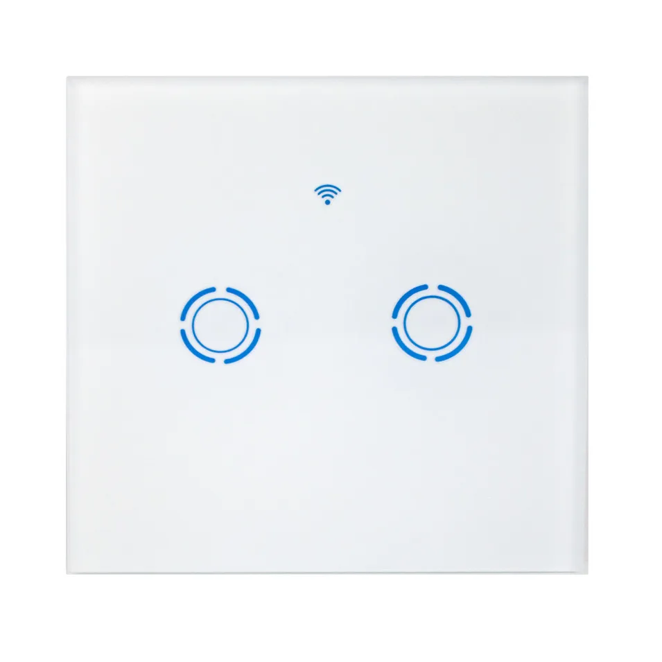 ЕС Wifi светильник, стеклянная панель, сенсорный светодиодный светильник, переключатель для умного дома, беспроводной пульт дистанционного управления, приложение Ewelink, работает с Alexa - Цвет: 2gang