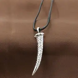 Винтаж Серебряный Рог подвеска черная полоса веревка модное ожерелье с цепочкой новый дизайн