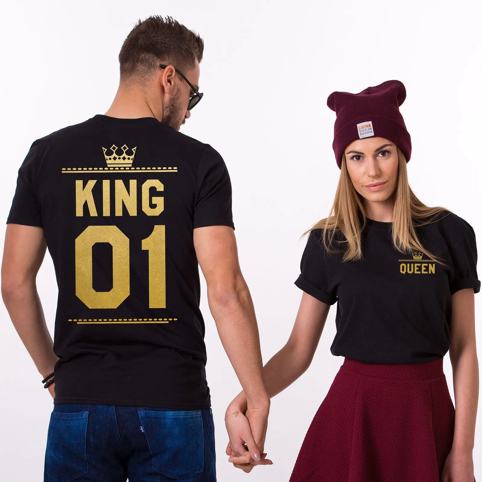 King queen Письмо печати футболка пара короткий рукав с круглым вырезом свободные футболки Лето Для женщин футболка топы Camisetas Mujer