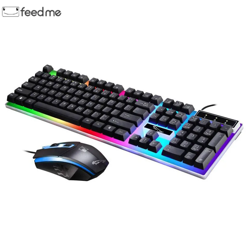 

Wired USB Light Mouse and Keyboard Set Computer Mechanical Feel Backlit Keyboard