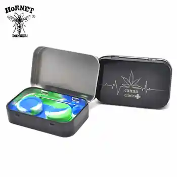 

1set 4 in 1 Silicone Dab Container Non-stick Bho Wax Containers for Dabs Butane Hash Oils Box with Logo Pattern
