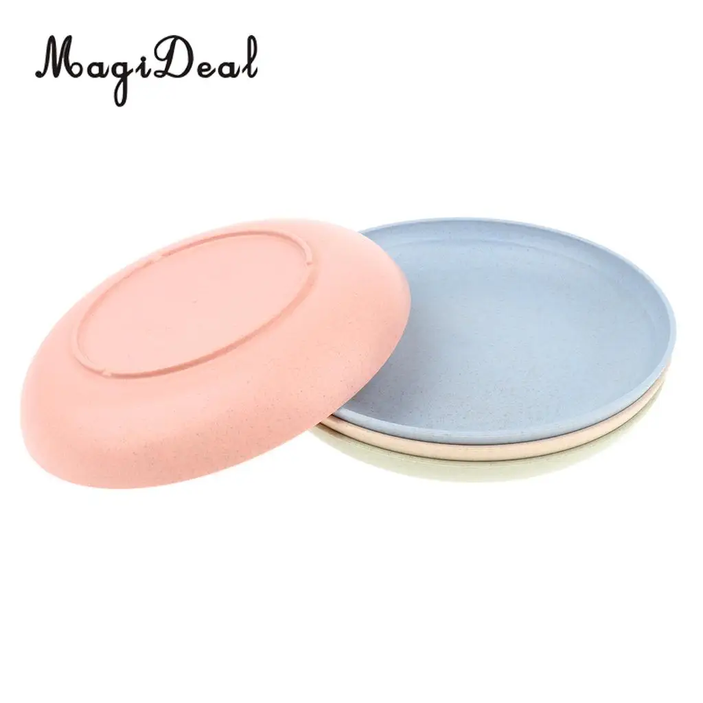 MagiDeal 4 Pcs Wheat Straw Healthy Dinner Plates Serving Dishes Round Shape 20cm Dia. Outdoor Camping Home Dinner Lunch