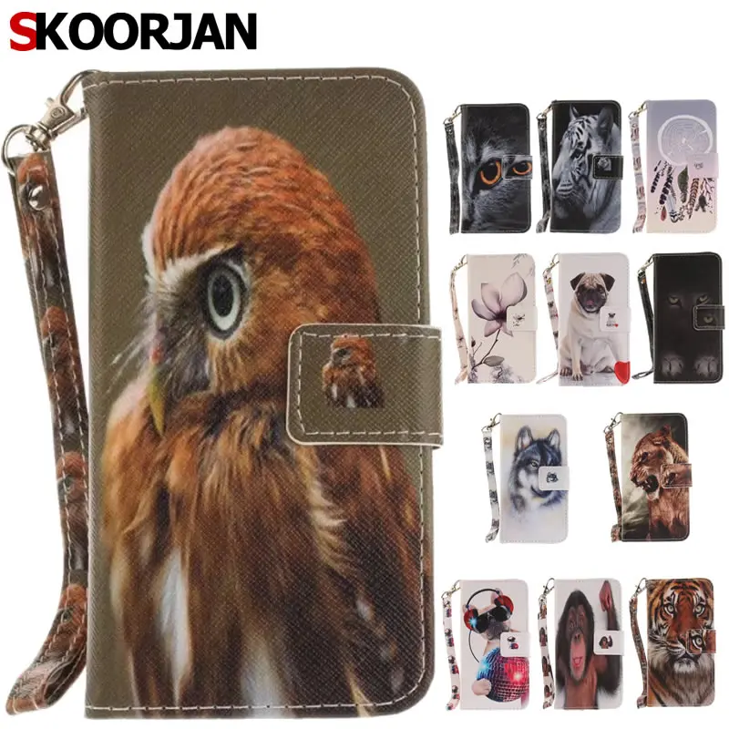 

Phone Etui For Coque Huawei Ascend P10 Lite Case Wolf Owl Tiger Lion Monkey Painted Flip PU Leather Wallet Cover For P10lite