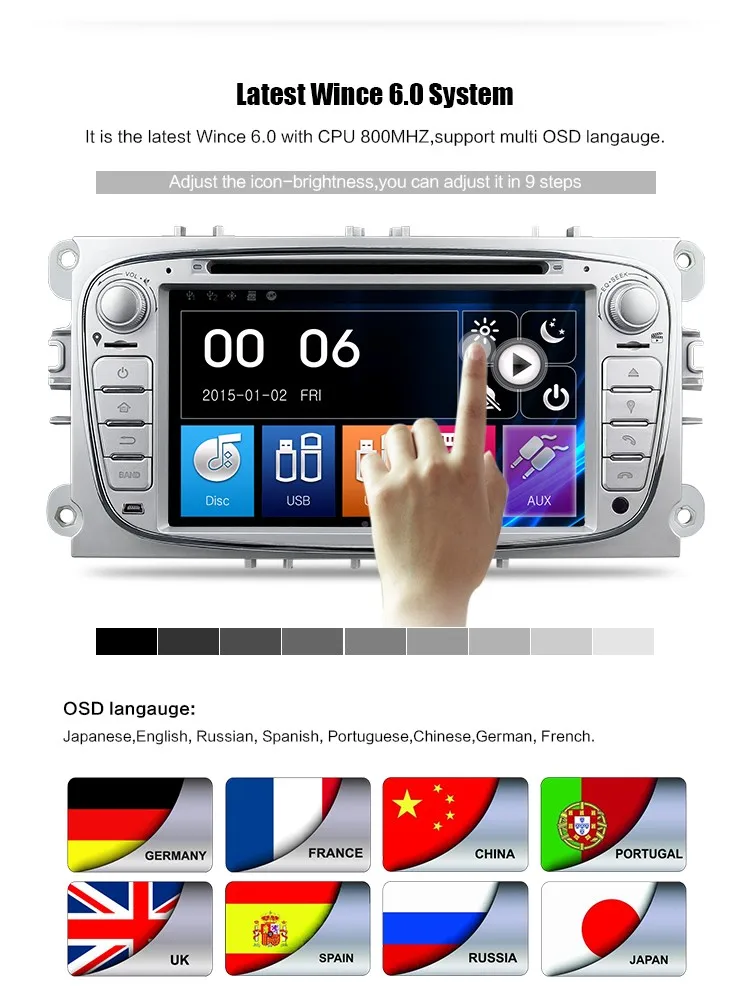 Eunavi двойной 2 Din 7 дюймов Автомобильный DVD радио плеер для FORD/Mondeo/S-MAX/C-MAX/Galaxy/FOCUS 2 с gps навигацией 1080P Карта BT