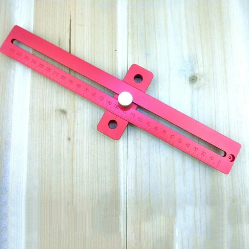 

1 PC Aluminum Alloy Crossed Ruler Woodworking T type Scriber Woodworking Square Measuring Marking Tool