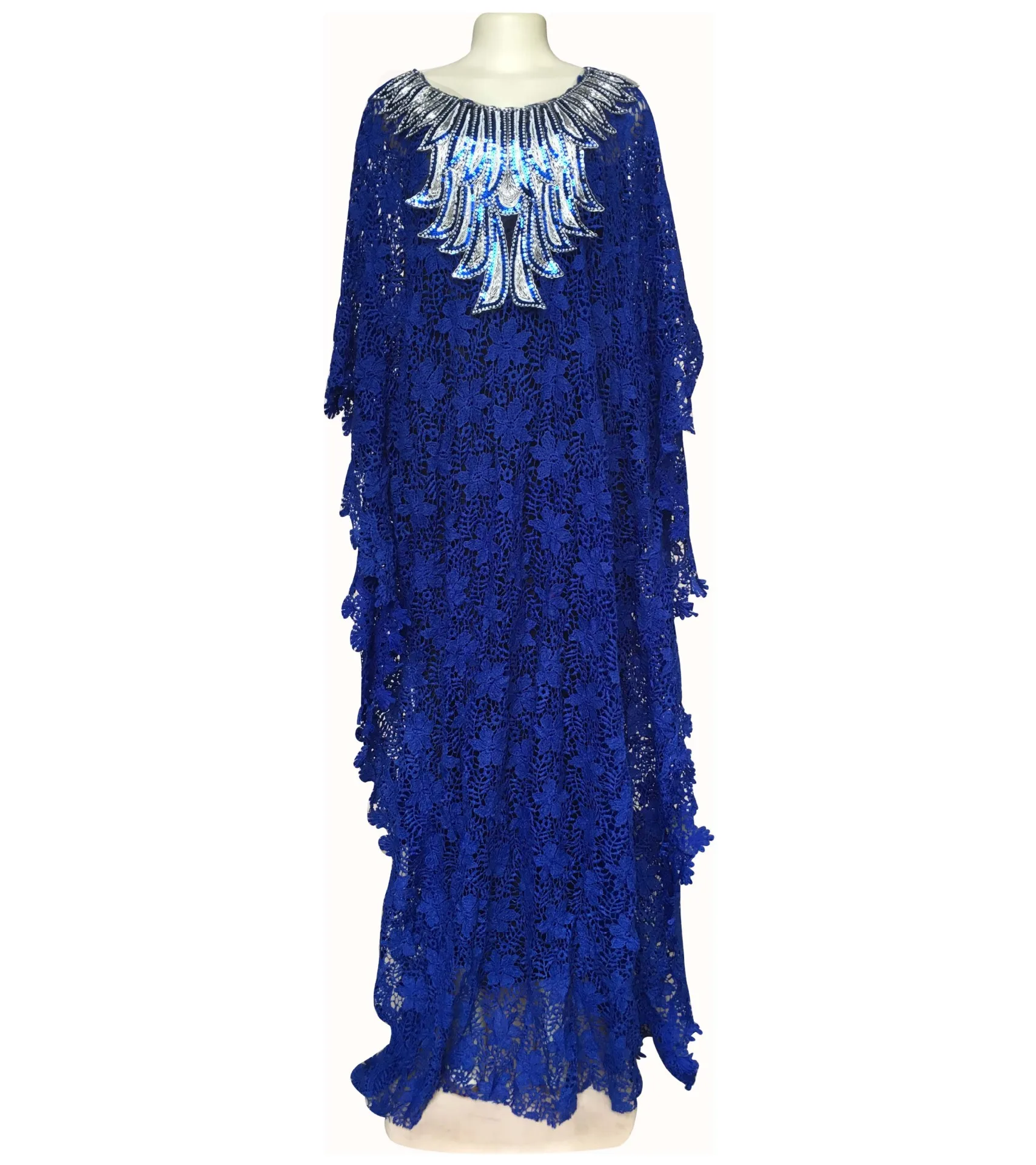 Комплект из 2 предметов, супер размер, африканские платья для женщин, стиль, Африканский Дашики, модное водорастворимое кружевное Свободное длинное платье с бисером