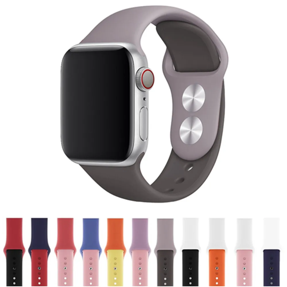 

sport silicone strap for apple watch bands 42mm 38mm 40mm 44mm iwatch series 4 3 2 1 watchband rubber bracelet wrist accessories