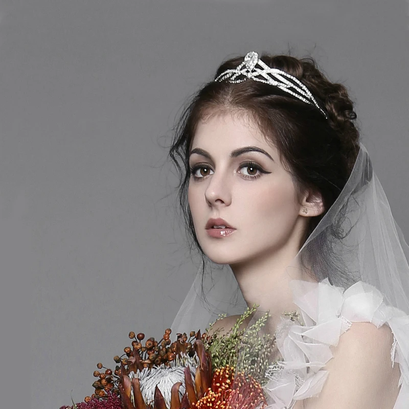 Beauty-Emily Bella Elegant grande flor de cabeca de cristal austriaco Tiara cabelo joias para o presente Wedding Accessores