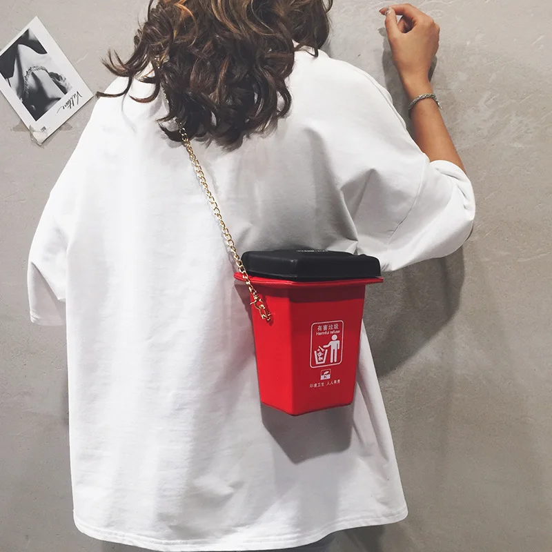 

New Garbage Sorting Bag Women Shoulder Messenger Bag Fashion Cute Green Bag Garbage Bag 4 Trash Can + A Chain messenger bag C290