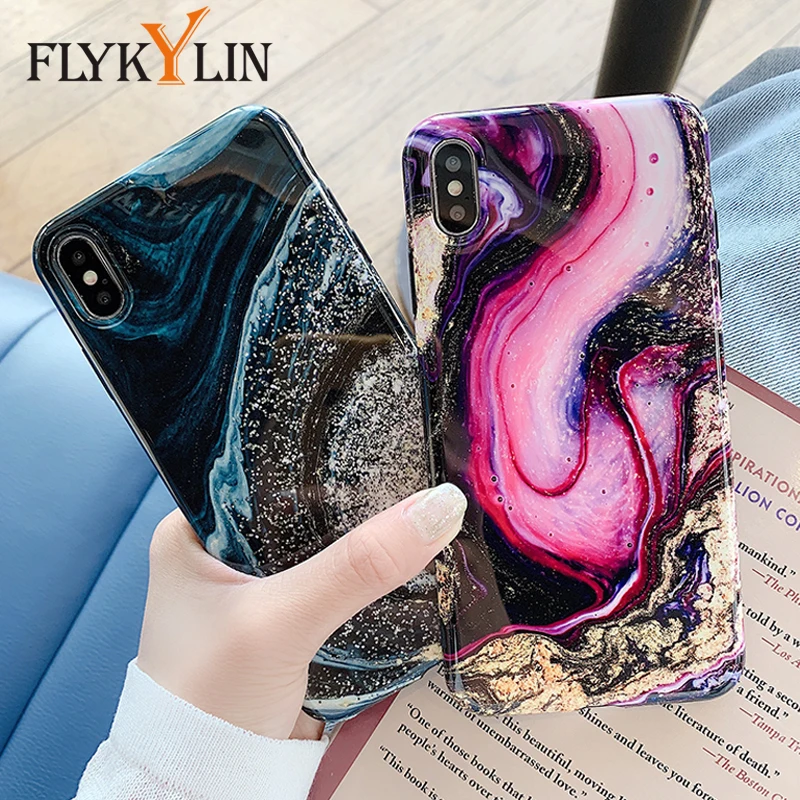 FLYKYLIN красочный художественный мраморный чехол для iphone XR XS Max X 6 S 7 8 Plus задняя