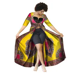 Африканская одежда для женщин Danshiki короткий рукав Тренч традиционные африканские костюмы плюс размеры Базен богатый Анкара юбка