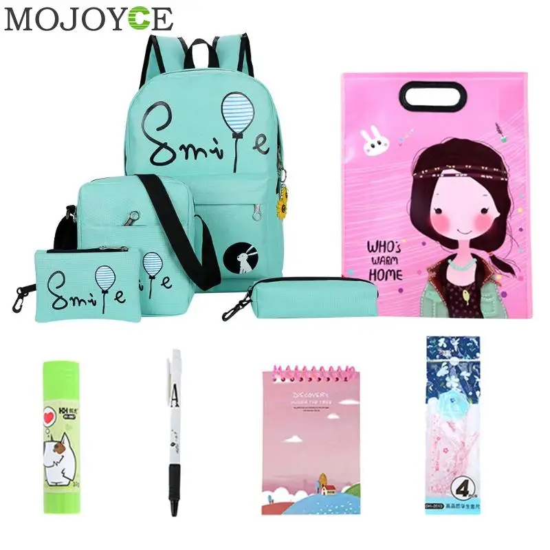 

10pcs/Set Women Backpack Set Cute Print Students School Bags Multifunction Large Capacity Backpacks with Min Pencil Case 2018