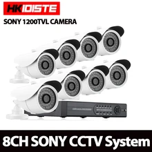 Hkixdste дома AHD 8ch белый 1200tvl 1.0mp HD Открытый безопасности Камера Системы 8-канальный видеонаблюдения DVR комплект Sony Камера комплект