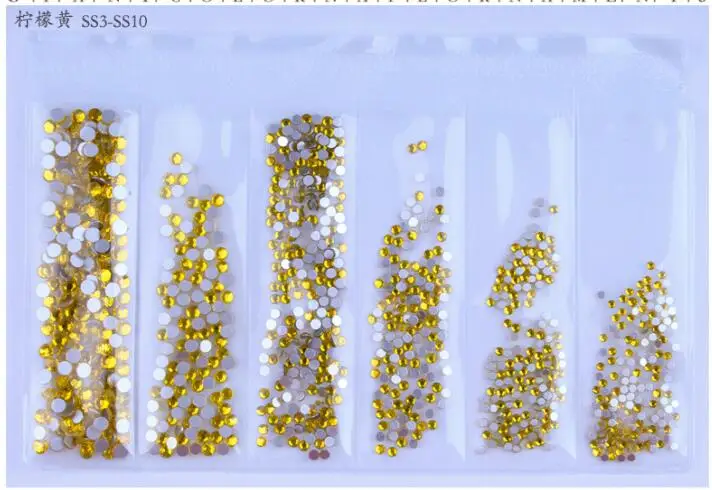 Дизайн ногтей Стразы 1440 шт./упак. блеск камня для украшения ногтей 6 мульти-размеры блестящих драгоценных камней страз Hotfix набор страз с плоской задней Стразы - Цвет: Citrine