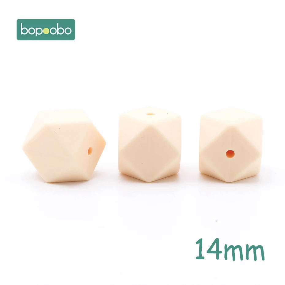Bopoobo 5 шт. 14 мм Силиконовые шестигранные шарики силиконовые Детские Прорезыватели 17 мм силиконовые бусины для ожерелья безопасные игрушки силиконовые крошечные стержни - Цвет: 14mm Cream