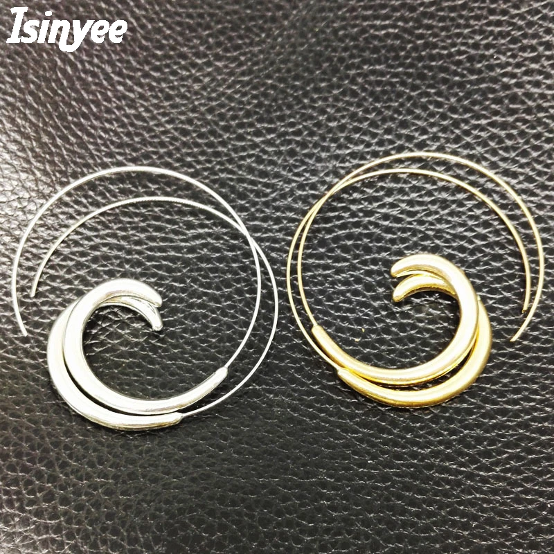 

ISINYEE Fashion Round Circle Tone Hoop Earrings For Women Bijoux Gold Silver Jewelry Vintage Punk Tibetan Ethnic Earring