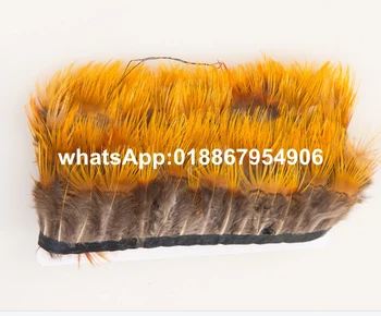 

10yards beautiful Yellow Golden pheasant feathers trims/fringes 5-8 cm Natural chicken Feather ribbons