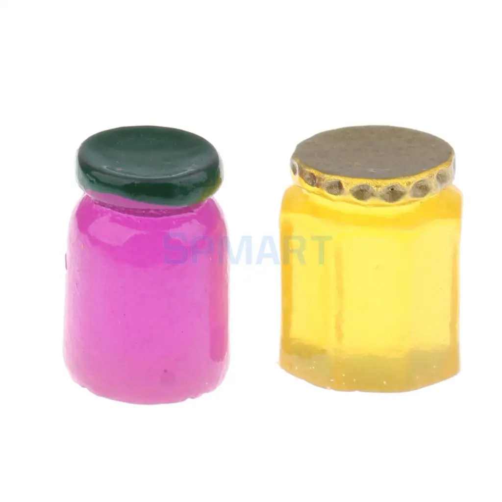 4 Pots of Jam Honey Food Dinner 1/12 Scale Dollhouse Miniature Kitchen Decor Accessories